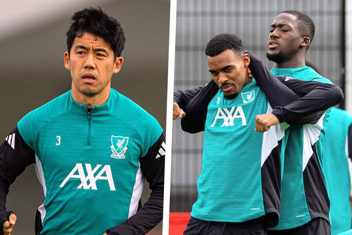 Wataru Endo s'entraîne à part avant Man United - Liverpool FC