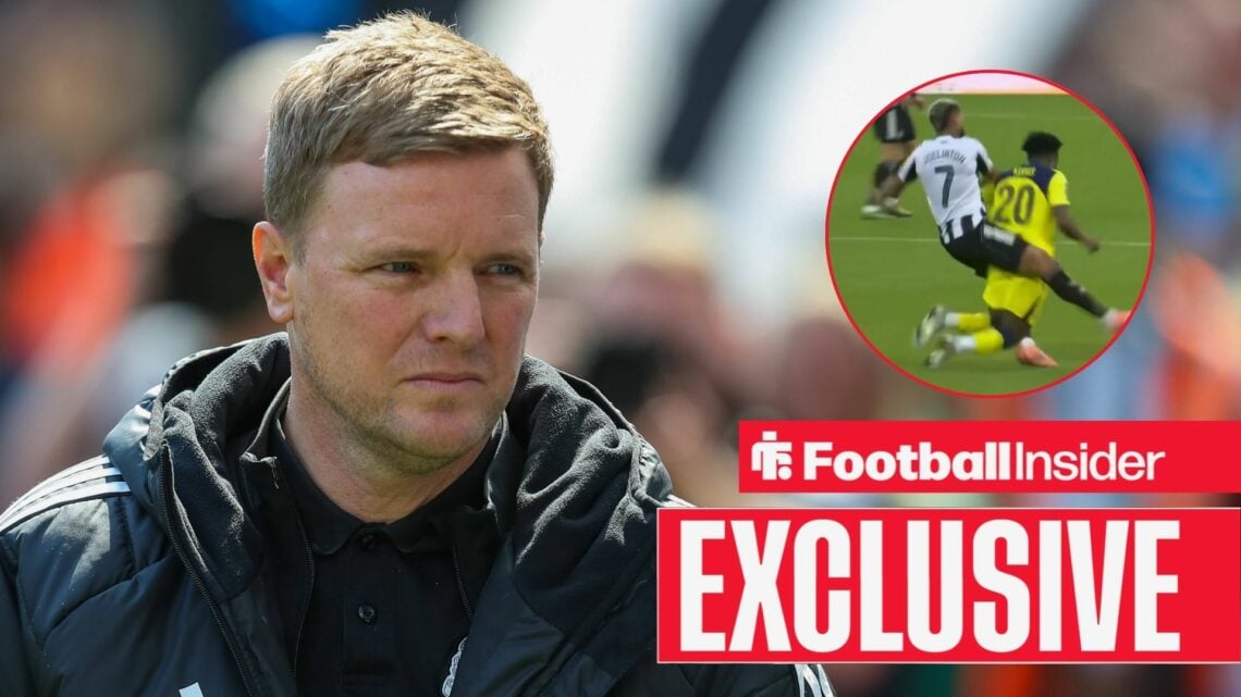 Eddie Howe et Joelinton s'affrontent lors d'un match