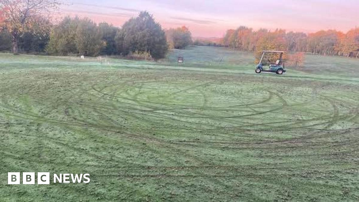Damaged grass caused by motorcycles