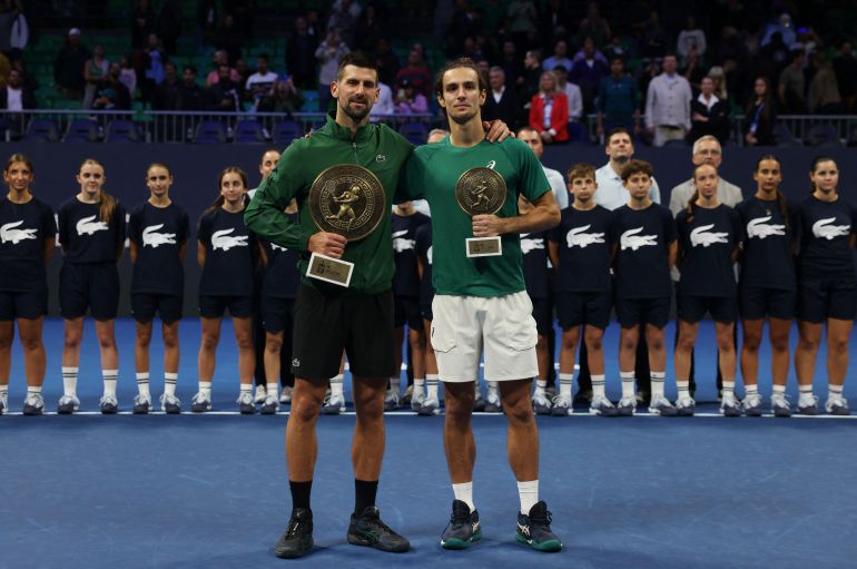 Novak Djokovic et Lorenzo Musetti réagissent.