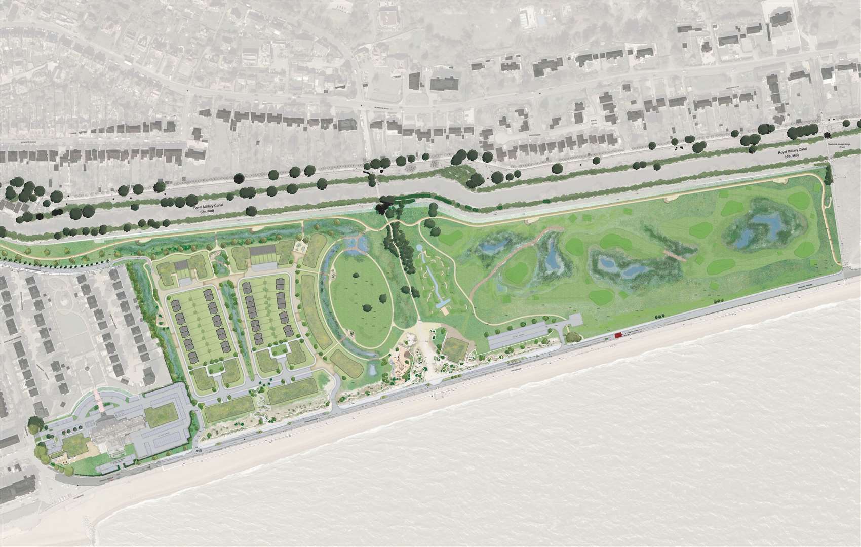 L'hôtel Hythe Imperial et le Hythe Golf Club se situent le long de Princes Parade sur la côte.