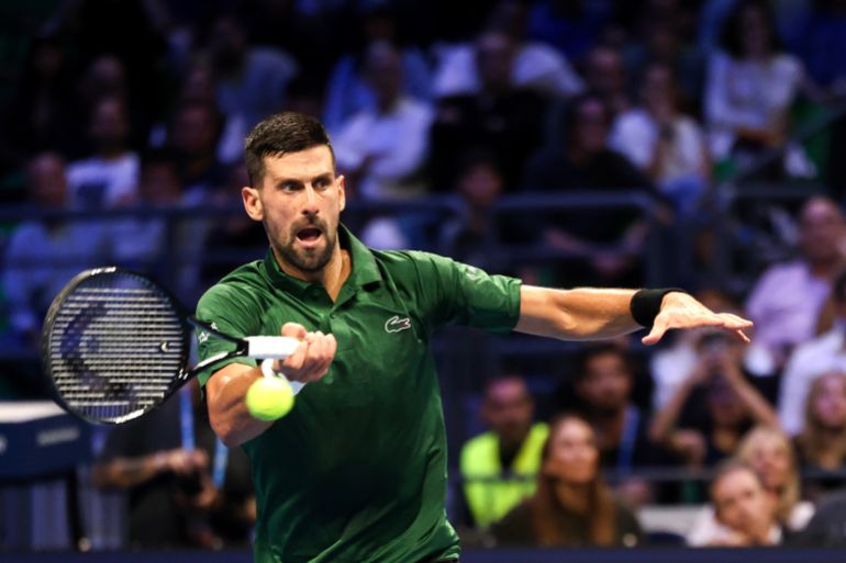 Novak Djokovic en action.