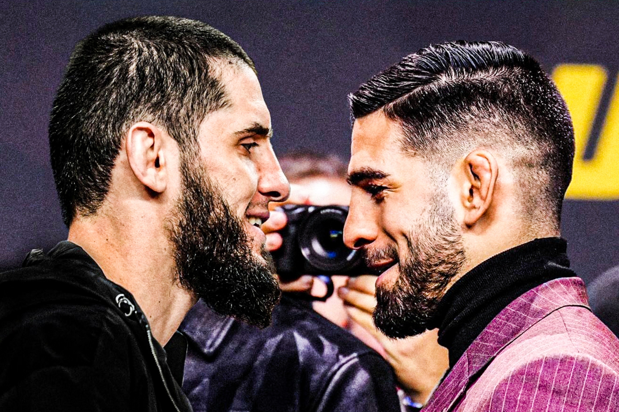 Montage avec Makhachev et Ilia Topuria.