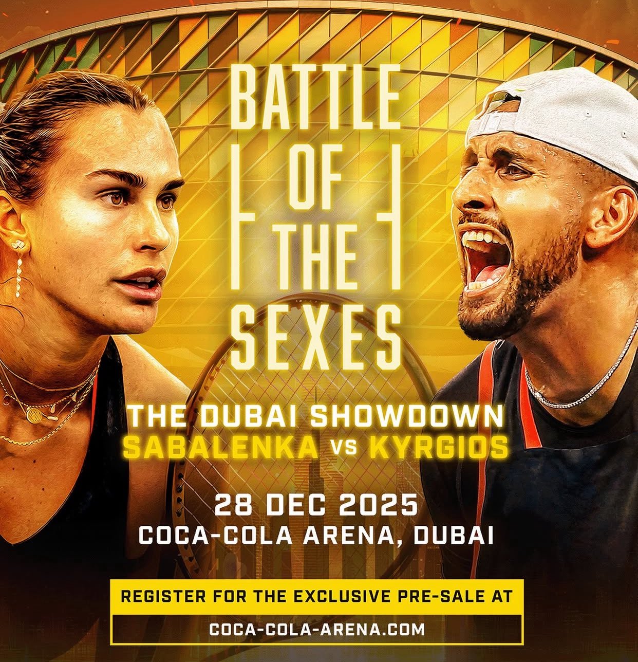 Affiche de la bataille entre Aryna Sabalenka et Nick Kyrgios