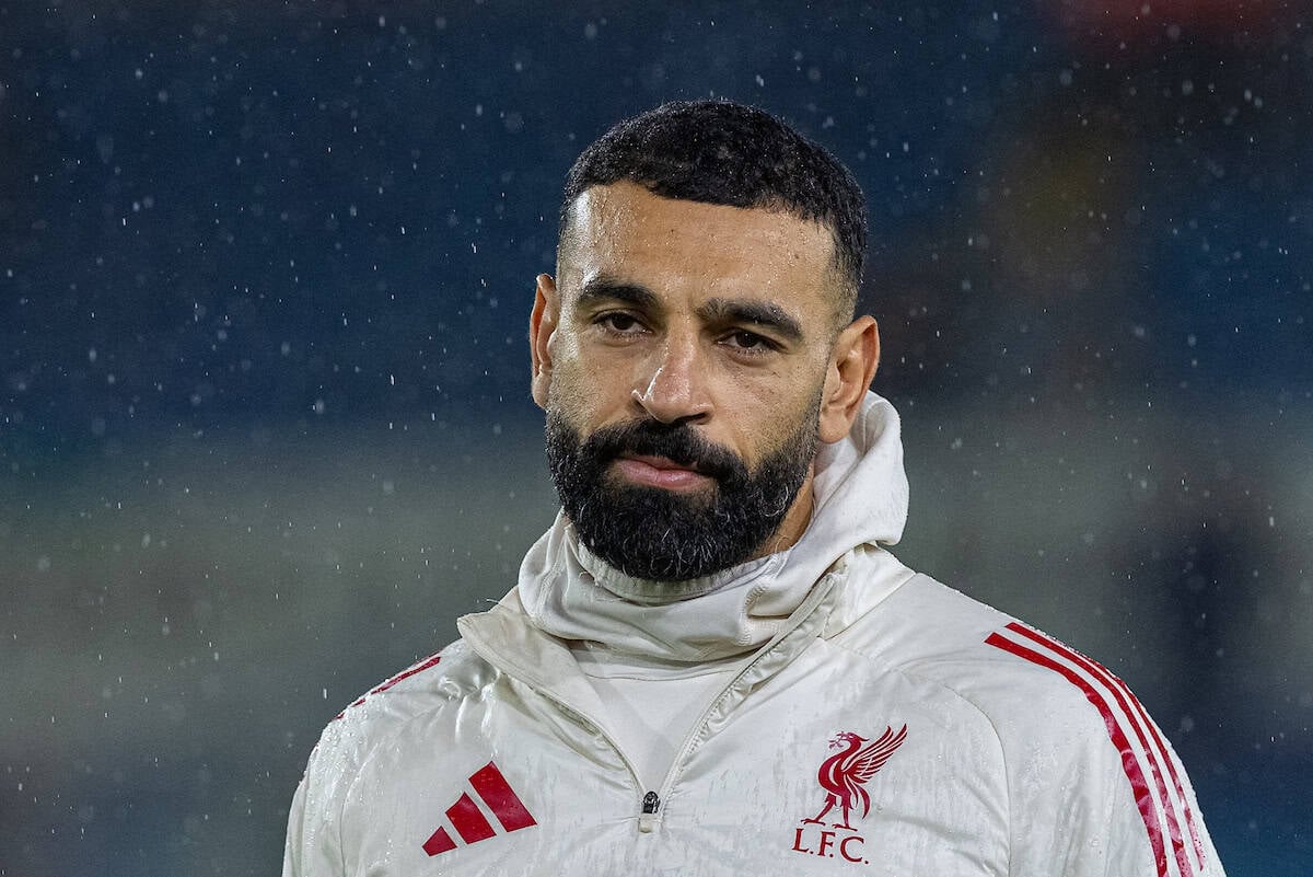 Mohamed Salah lors de l'échauffement avant le match contre Leeds.