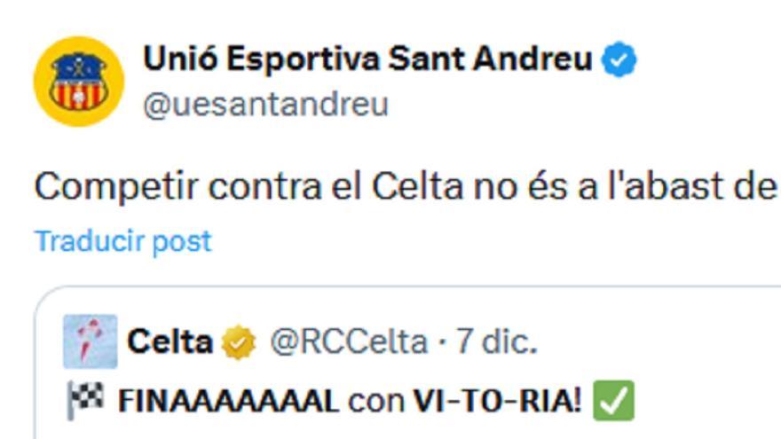 Le tweet viral de Sant Andreu qui se moque du Real Madrid !