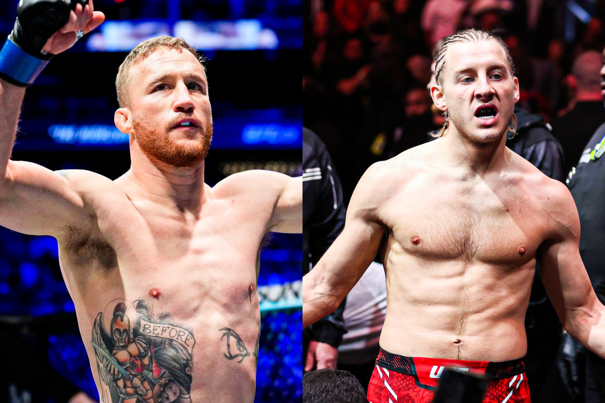 Montage photographique de Justin Gaethje et Paddy Pimblett