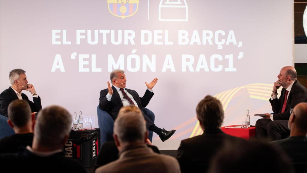 Víctor Font et Joan Laporta, lors du débat modéré