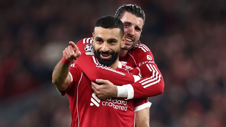 Mohamed Salah célébrant son but contre Galatasaray