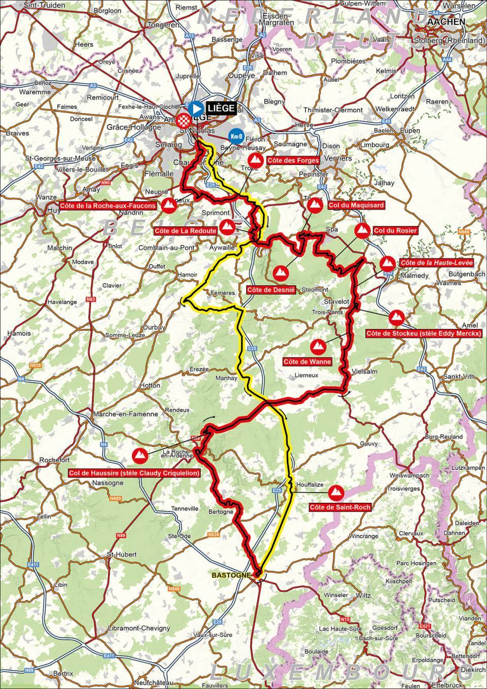 Le parcours de Liège-Bastogne-Liège 2026