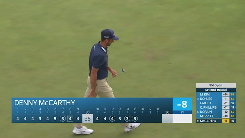 Denny McCarthy sinks 10-foot birdie putt on No. 15