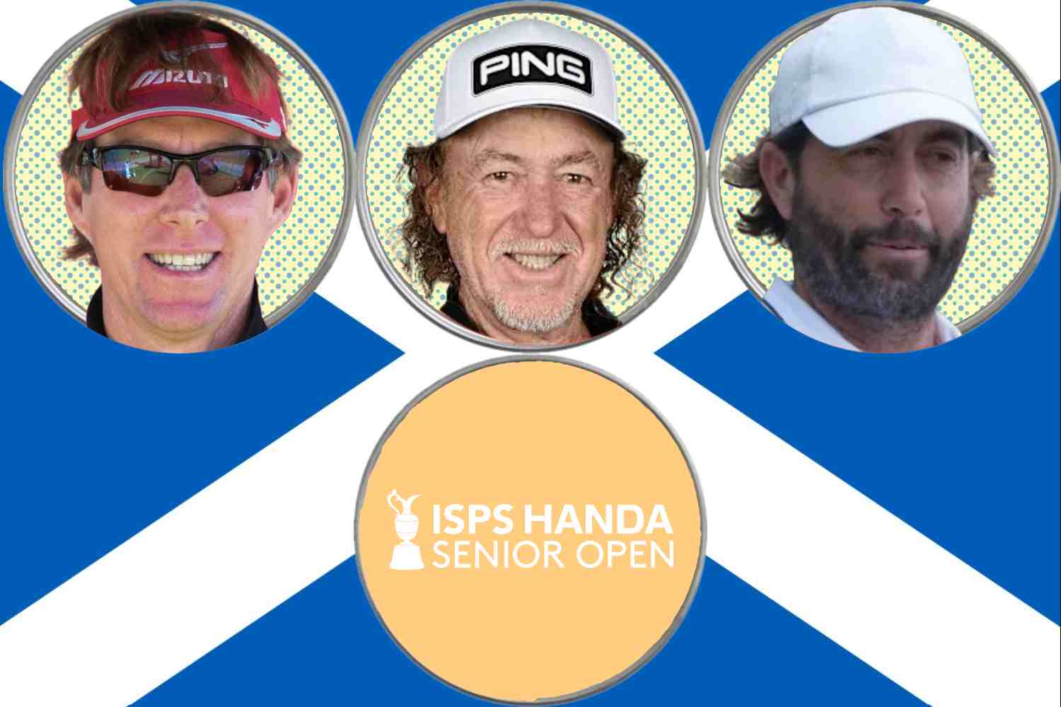 Miguel Ángel Jiménez, Carl Suneson, Luis Portela et autres vétérans du golf lors d’un Senior Open