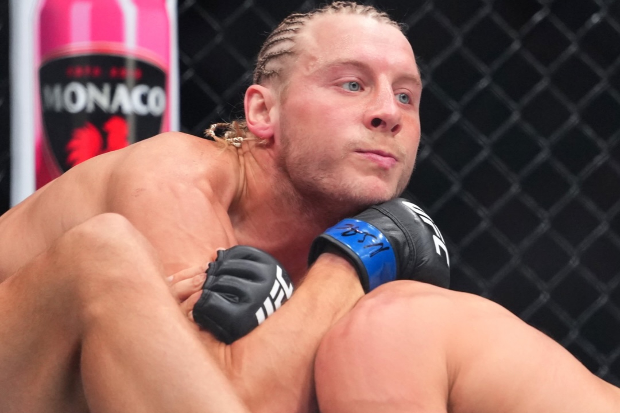 Paddy Pimblett lors de sa soumission sur Benoît Saint-Denis.
