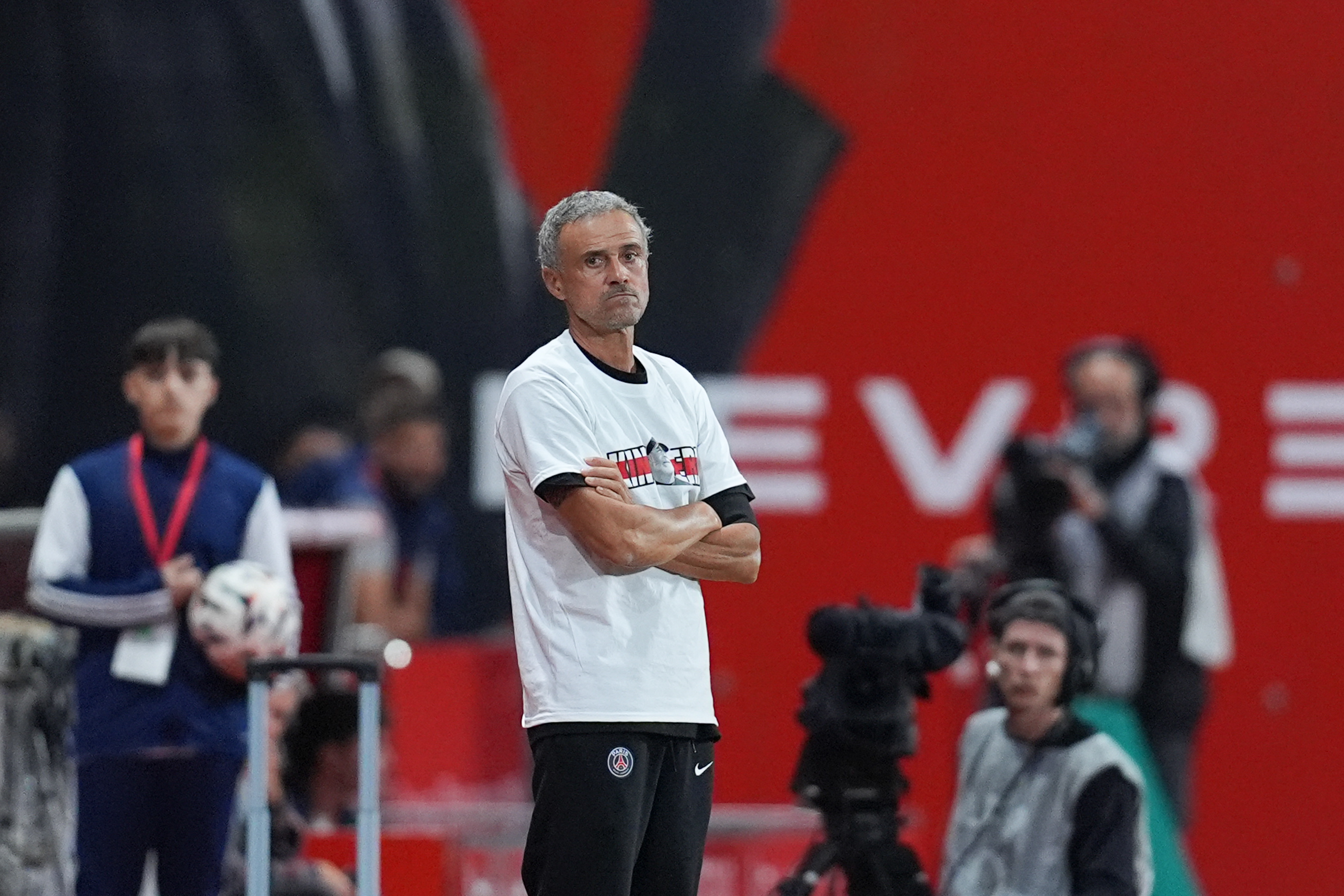 Luis Enrique durant la rencontre PSG - Brest