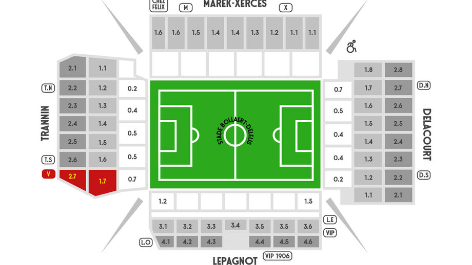 Vue des secteurs du Stade Bollaert-Delelis