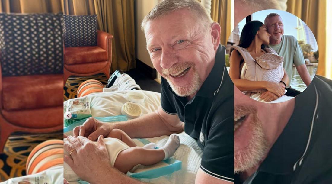 Boris Becker, souriant, dans un cadre luxueux.