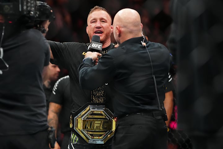 Justin Gaethje après son combat contre Paddy Pimblett lors de l'UFC 324.