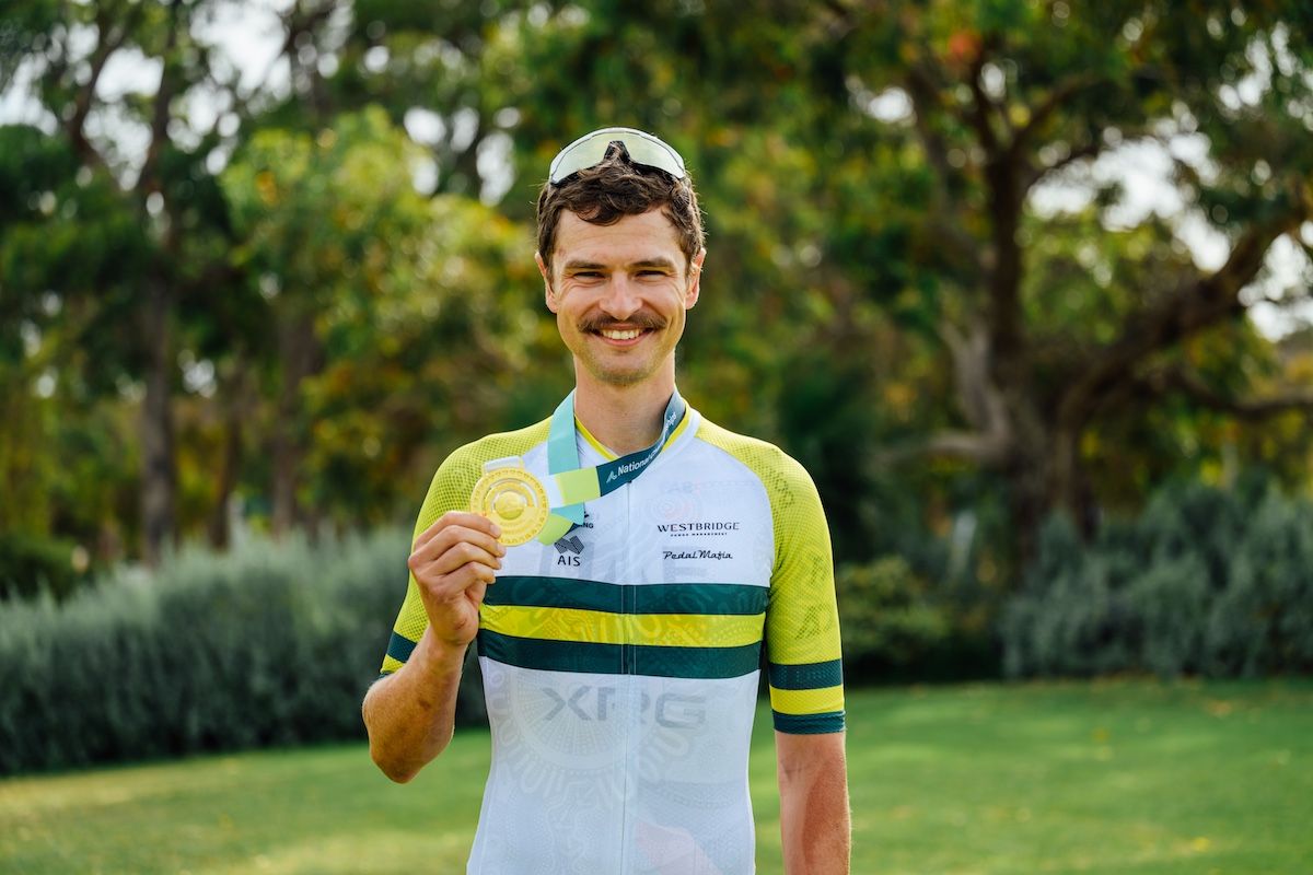 Jay Vine (UAE Team Emirates-XRG) after claiming the Australian elite men's time trial title at the Westbridge Funds Road National Championships