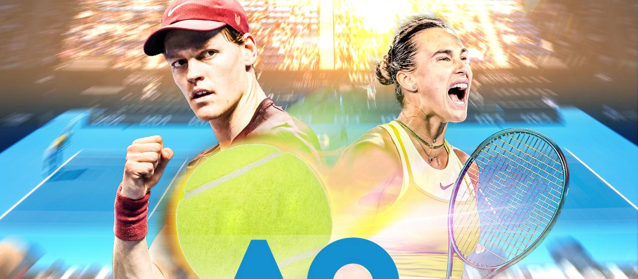 Jannik Sinner et Aryna Sabalenka lors de l'Open d'Australie