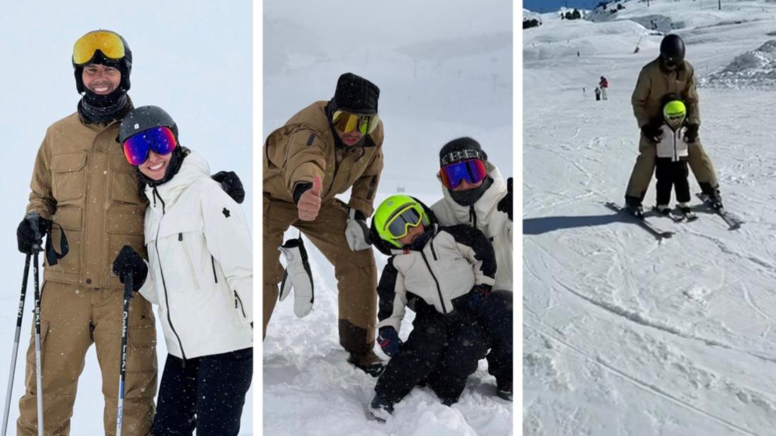 La famille Nadal profite de son temps dans la neige et s'entraîne sérieusement sur les pistes.