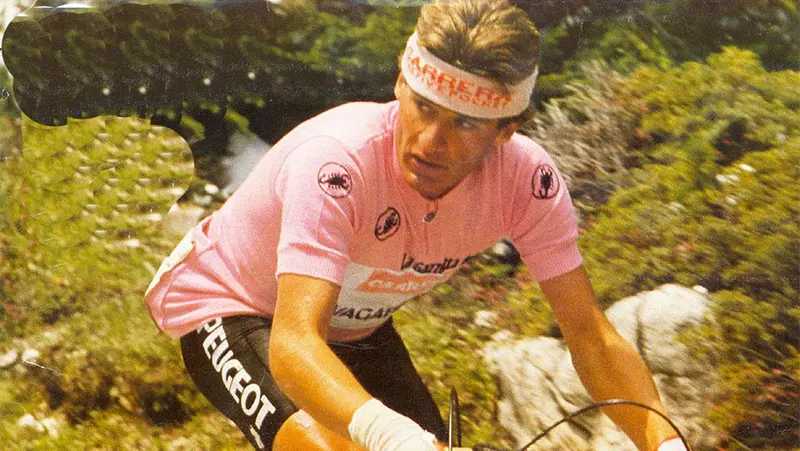 Roberto Visentini en maillot rose