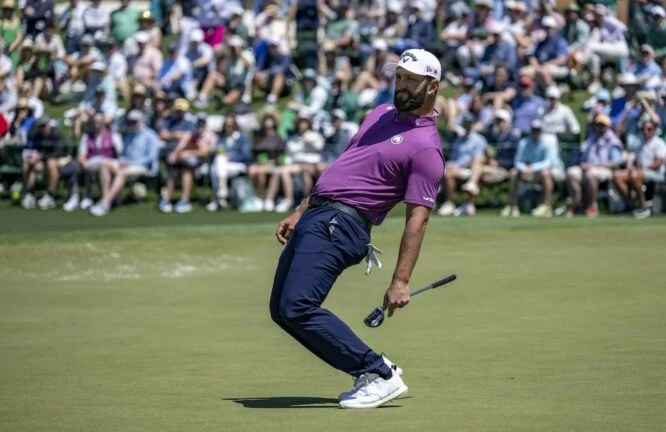 Jon Rahm, lors de la dernière ronde du Masters d'Augusta 2025.
