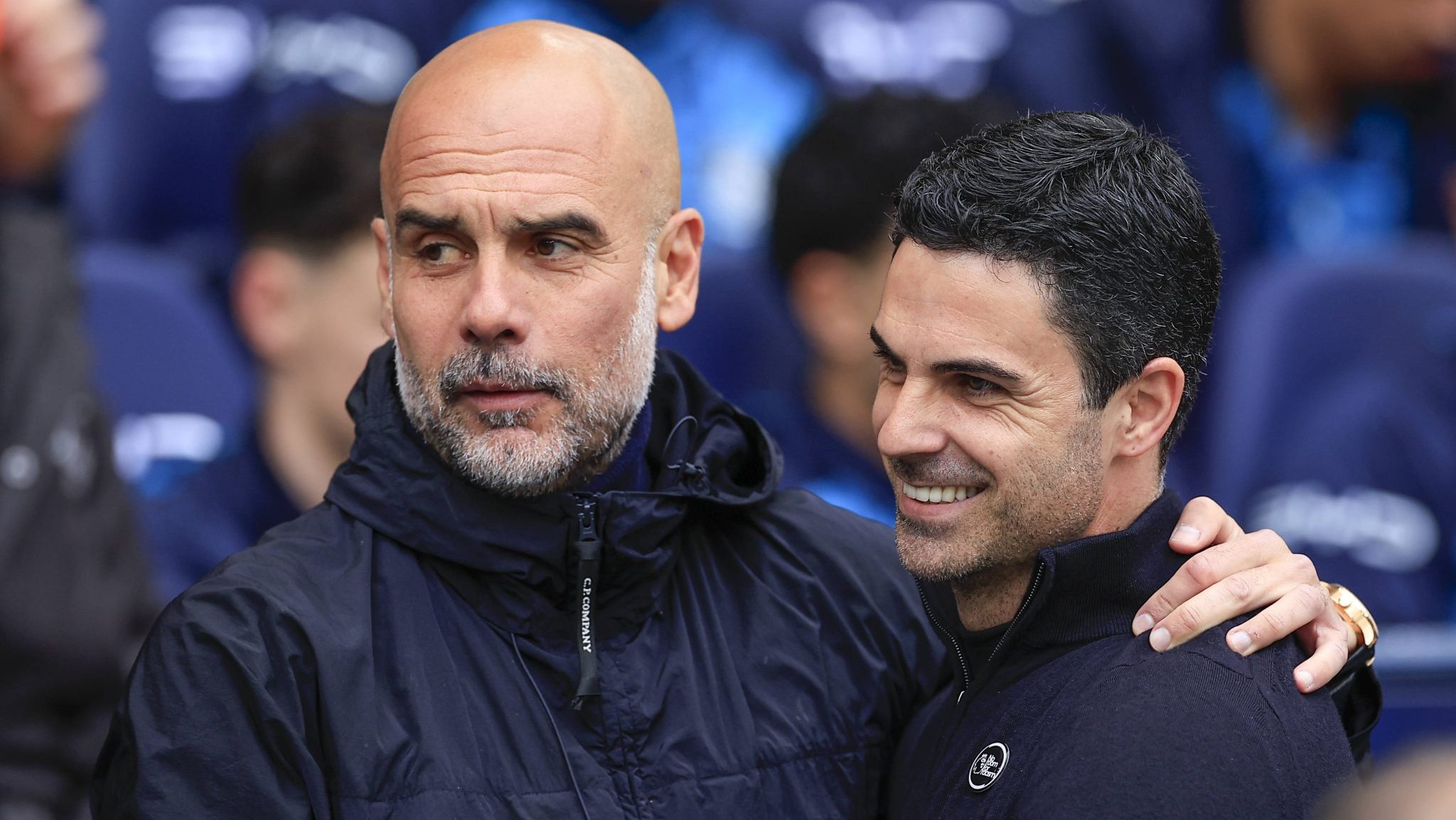 Guardiola et Arteta lors de Manchester City x Arsenal