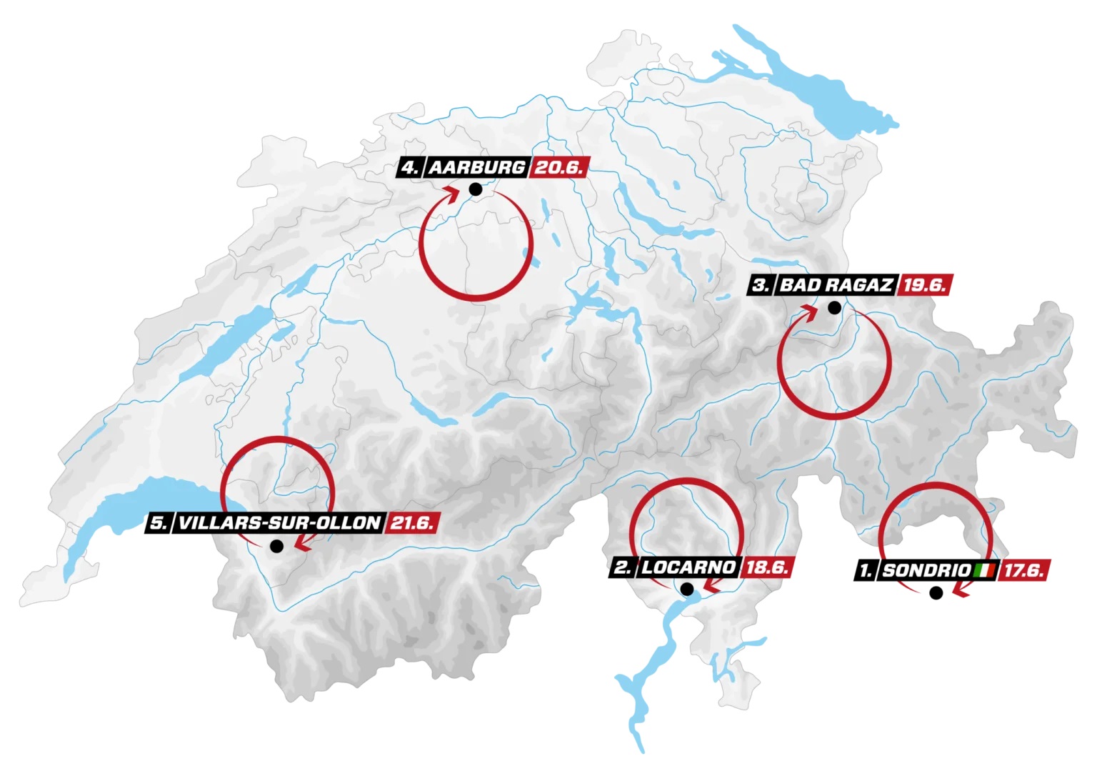 Analyse du Parcours du Tour de Suisse 2026 : une course révolutionnaire, plus courte mais intense, avec un contre-la-montre et une ultime étape éprouvante !